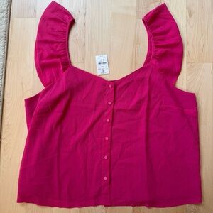 J. Crew Fuchsia Button-Down Tank-Top Blouse